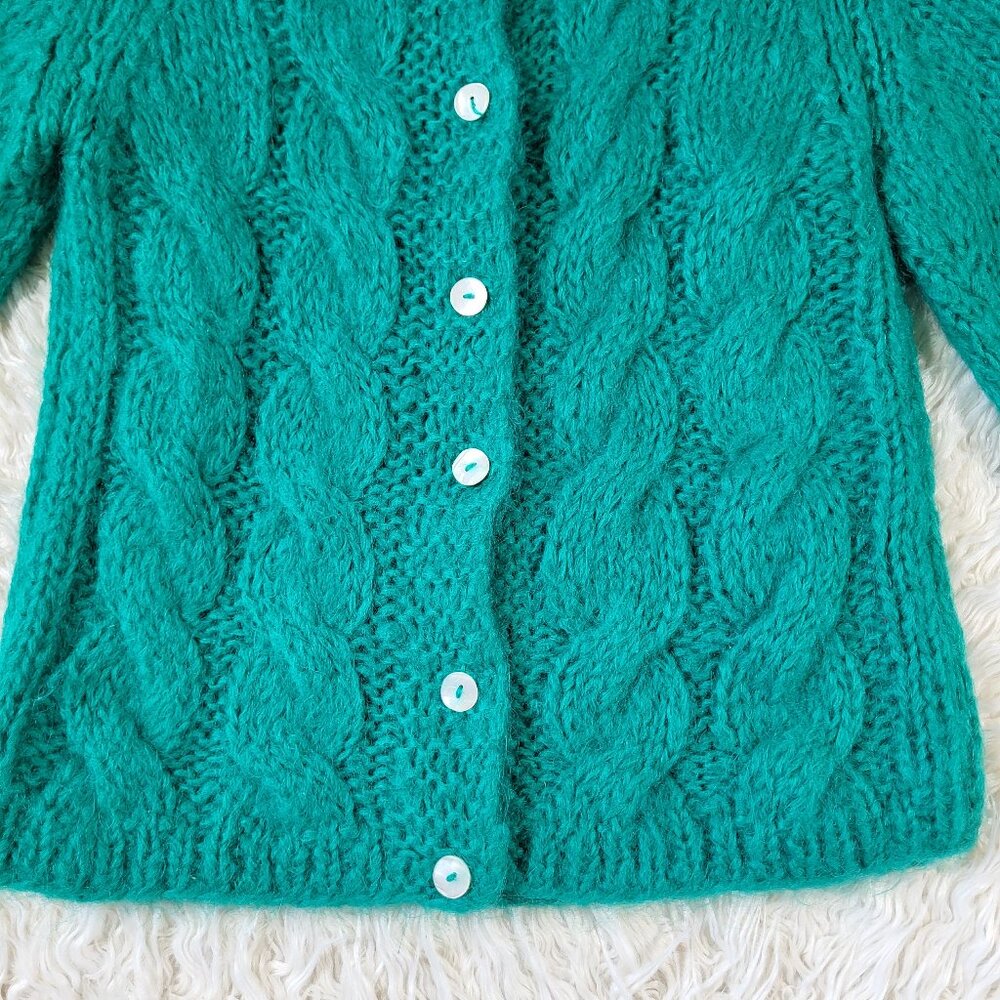 Vintage Mantessa Hand Knit Wool Sweater Cardigan Size 34 - Made in Italy - Picture 3 of 12